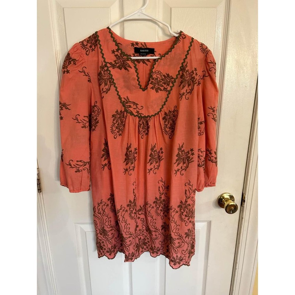 Kaktus Embroidered‎ MiniDress/Blouse Boho Size L e2